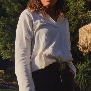 white cream brand terry cloth sweatshirt